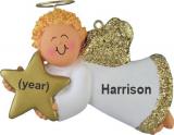 Angel Christmas Ornament Blond Male Personalized FREE at PersonalizedOrnamentsMarket.com by Russell Rhodes