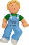 Baby's First Steps Christmas Ornament Male Personalized FREE at PersonalizedOrnamentsMarket.com by Russell Rhodes