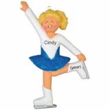 Ice Skating Christmas Ornament Blond Female Personalized FREE at PersonalizedOrnamentsMarket.com by Russell Rhodes