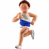 Triathlon Christmas Ornament Brunette Male Personalized FREE at PersonalizedOrnamentsMarket.com by Russell Rhodes