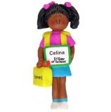 First Day of School Christmas Ornament African American Female Personalized FREE at PersonalizedOrnamentsMarket.com by Russell Rhodes