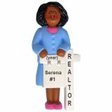 Realtor Christmas Ornament African American Female Personalized FREE at PersonalizedOrnamentsMarket.com by Russell Rhodes