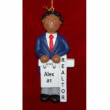 Realtor Christmas Ornament African American Male Personalized FREE at PersonalizedOrnamentsMarket.com by Russell Rhodes