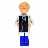 Chiropractor Christmas Ornament Blond Male Personalized FREE at PersonalizedOrnamentsMarket.com by Russell Rhodes