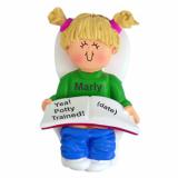 Potty Trained Christmas Ornament Blond Female Personalized FREE at PersonalizedOrnamentsMarket.com by Russell Rhodes