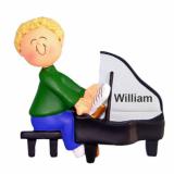 Piano Christmas Ornament Blond Male Viruoso Personalized FREE at PersonalizedOrnamentsMarket.com by Russell Rhodes