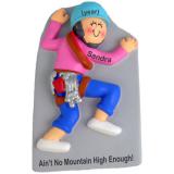 Rock Climbing Christmas Ornament Female Personalized FREE at PersonalizedOrnamentsMarket.com by Russell Rhodes