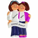 Friends Christmas Ornament Females Both Brunette Personalized FREE at PersonalizedOrnamentsMarket.com by Russell Rhodes