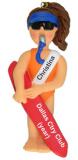 My First Summer Job Lifeguard Christmas Ornament Brunette Female Personalized FREE at PersonalizedOrnamentsMarket.com by Russell Rhodes