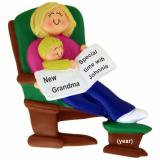 Grandma Christmas Ornament Blond with New Grandchild Personalized FREE at PersonalizedOrnamentsMarket.com by Russell Rhodes