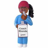 Coach Christmas Ornament African American Female Personalized FREE at PersonalizedOrnamentsMarket.com by Russell Rhodes