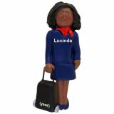 Flight Attendant Christmas Ornament African American Female Personalized FREE at PersonalizedOrnamentsMarket.com by Russell Rhodes