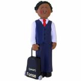 Flight Attendant Christmas Ornament African American Male Personalized FREE at PersonalizedOrnamentsMarket.com by Russell Rhodes