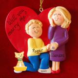 EngagementEngagement Christmas Ornament Both Blond with Pets Personalized FREE at PersonalizedOrnamentsMarket.com by Russell Rhodes