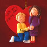 Engagement Christmas Ornament Blond Male Brunette Female Personalized FREE at PersonalizedOrnamentsMarket.com by Russell Rhodes