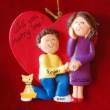 EngagementEngagement Christmas Ornament Both Brunette with Pets Personalized FREE at PersonalizedOrnamentsMarket.com by Russell Rhodes