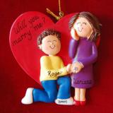 Engagement Christmas Ornament Both Brunette Personalized FREE at PersonalizedOrnamentsMarket.com by Russell Rhodes