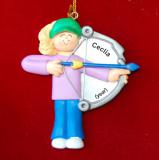 Archery Christmas Ornament Blond Female Personalized FREE at PersonalizedOrnamentsMarket.com by Russell Rhodes