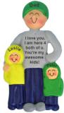 Single Dad Christmas Ornament with 2 Kids Personalized FREE at PersonalizedOrnamentsMarket.com by Russell Rhodes