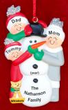 Family Christmas Ornament Making Snowman for 3 with Pets Personalized FREE at PersonalizedOrnamentsMarket.com by Russell Rhodes