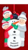 Grandmother Christmas Ornament Making Snowman 2 Grandkids Personalized FREE at PersonalizedOrnamentsMarket.com by Russell Rhodes