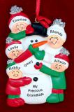 Grandparents Christmas Ornament Making Snowman 5 Grandkids Personalized FREE at PersonalizedOrnamentsMarket.com by Russell Rhodes