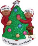 2 Grandkids African American Christmas Ornament with Dogs, Cats, Pets Custom Added Personalized FREE at PersonalizedOrnamentsMarket.com by Russell Rhodes