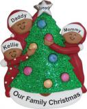 Family Decorating African American Christmas Ornament for 3 Personalized FREE at PersonalizedOrnamentsMarket.com by Russell Rhodes