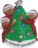 My Fantastic 3 Grandkids African American Christmas Ornament Personalized FREE at PersonalizedOrnamentsMarket.com by Russell Rhodes