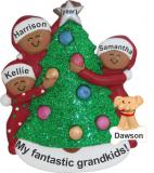 My Fantastic 3 Grandkids African American Christmas Ornament with Dogs, Cats, Pets Custom Added Personalized FREE at PersonalizedOrnamentsMarket.com by Russell Rhodes