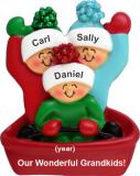 Grandparents Christmas Ornament Adventures in Sledding 3 Grandkids Personalized FREE at PersonalizedOrnamentsMarket.com by Russell Rhodes