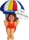 Parasailing Christmas Ornament Brunette Female Personalized FREE at PersonalizedOrnamentsMarket.com by Russell Rhodes