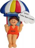 Parasailing Christmas Ornament Brunette Male Personalized FREE at PersonalizedOrnamentsMarket.com by Russell Rhodes