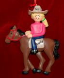 Riding Horse Christmas Ornament Blond Female Personalized FREE at PersonalizedOrnamentsMarket.com by Russell Rhodes