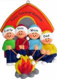 Camping Christmas Ornament Family of 4 Personalized FREE at PersonalizedOrnamentsMarket.com by Russell Rhodes