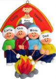 Camping Christmas Ornament Family of 4 with Dogs, Cats, Pets Custom Added Personalized FREE at PersonalizedOrnamentsMarket.com by Russell Rhodes