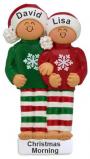 Our First Christmas Ornament Comfy Pajamas Couple Personalized FREE at PersonalizedOrnamentsMarket.com by Russell Rhodes