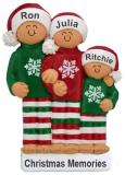 Grandparents Christmas Ornament Comfy Pajamas 3 Grandkids Personalized FREE at PersonalizedOrnamentsMarket.com by Russell Rhodes