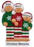 Family Christmas Ornament Comfy Pajamas for 3 Personalized FREE at PersonalizedOrnamentsMarket.com by Russell Rhodes