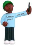 Selfie Christmas Ornament African American Male Personalized FREE at PersonalizedOrnamentsMarket.com by Russell Rhodes