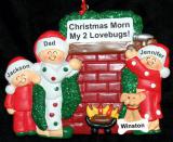 Single Dad Christmas Ornament Winter Morn with 2 Kids with Pets Personalized FREE at PersonalizedOrnamentsMarket.com by Russell Rhodes