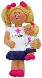 Kids Christmas Ornament Blond Female with Doll Personalized FREE at PersonalizedOrnamentsMarket.com by Russell Rhodes