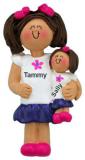 Kids Christmas Ornament Brunette Female with Doll Personalized FREE at PersonalizedOrnamentsMarket.com by Russell Rhodes