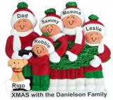 Buying Our Family Tree Family Christmas Ornament for 5 with Dogs, Cats, Pets Custom Added Personalized FREE at PersonalizedOrnamentsMarket.com by Russell Rhodes