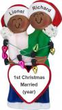 Biracial Lesbian Couple First Christmas Married Ornament Personalized FREE at PersonalizedOrnamentsMarket.com by Russell Rhodes