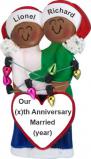 Biracial Gay Couple Anniversary Christmas Ornament Personalized FREE at PersonalizedOrnamentsMarket.com by Russell Rhodes