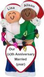 Biracial Lesbian Couple Anniversary Christmas Ornament Personalized FREE at PersonalizedOrnamentsMarket.com by Russell Rhodes