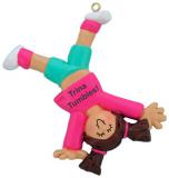 Tumbling Christmas Ornament Brunette Female Personalized FREE at PersonalizedOrnamentsMarket.com by Russell Rhodes