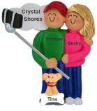 Selfie Christmas Ornament Male with Blond Female with Dogs, Cats, Pets Custom Added Personalized FREE at PersonalizedOrnamentsMarket.com by Russell Rhodes