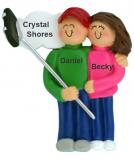 Selfie Christmas Ornament Male with Brunette Female Personalized FREE at PersonalizedOrnamentsMarket.com by Russell Rhodes